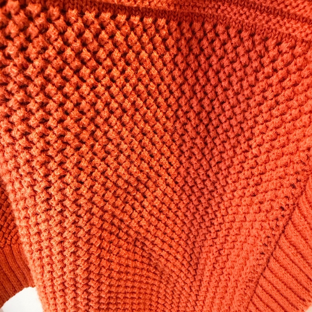 Marled Rust Orange Knit Sweater Small Textured Cotton Blend - Picture 2 of 8